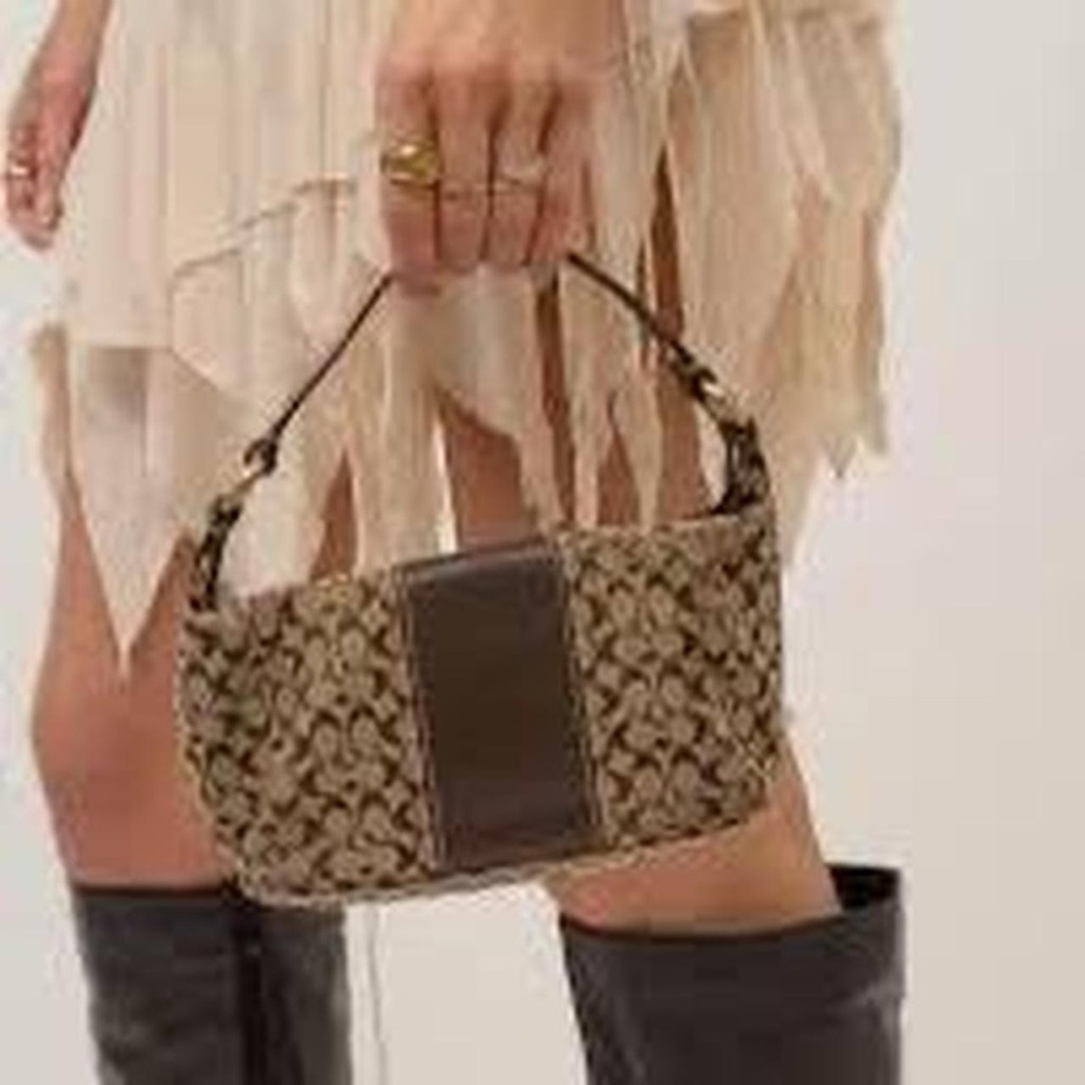 Y2K coach Vintage Canvas with chocolate leather HandBag